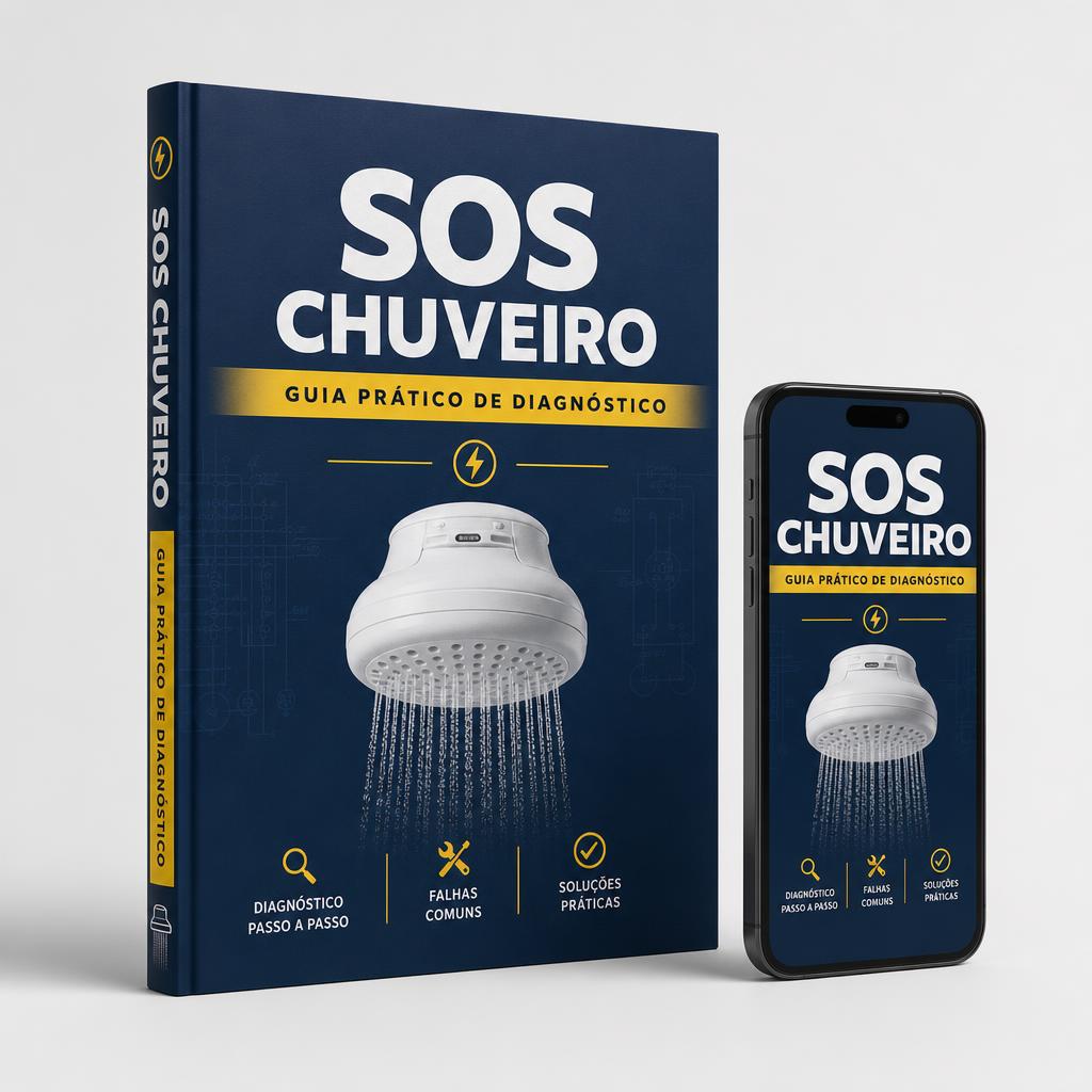 Capa do kit digital SOS Chuveiro exibida em livro e no celular